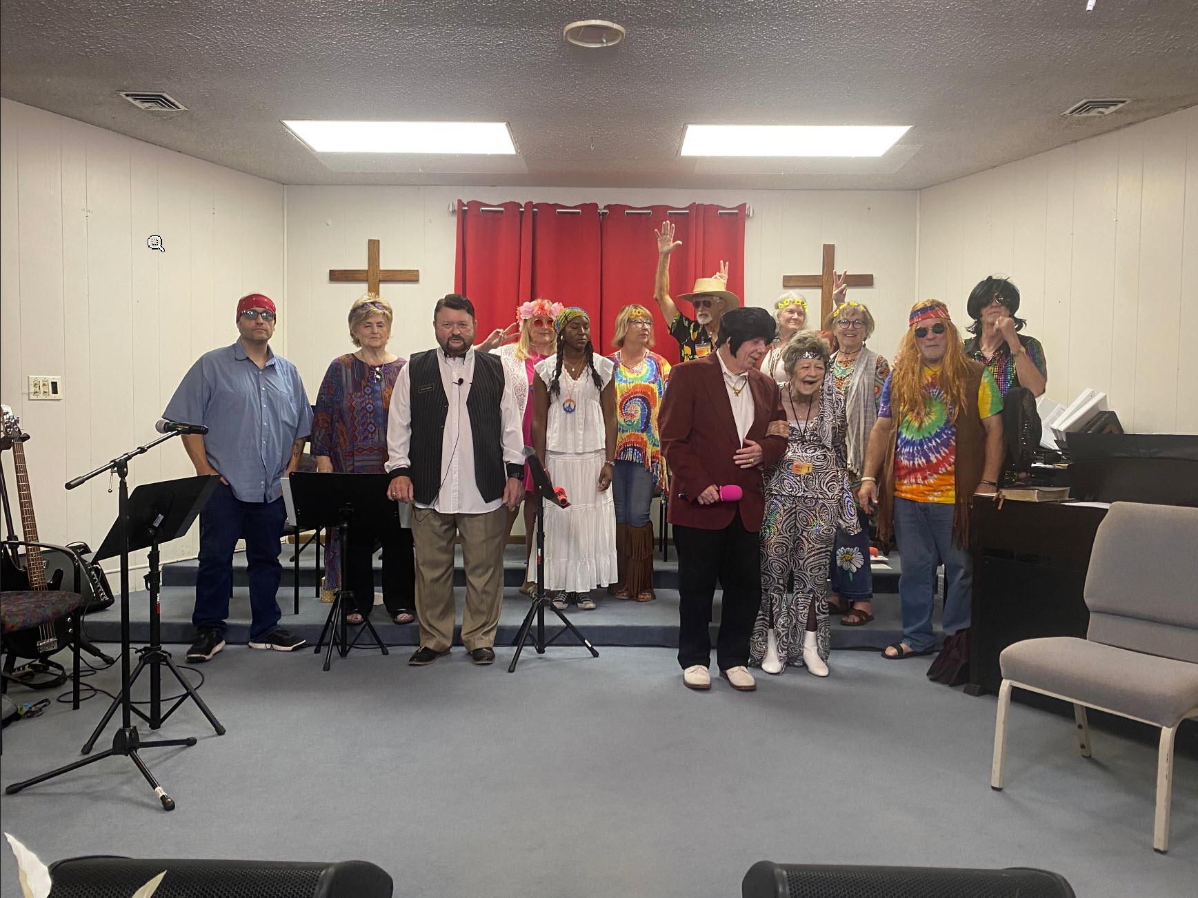 Speak Life Owasso congregation dressed up for 70s Sunday